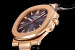 Nautilus 5711/1R RG 3KF 1:1 Best Edition Brown Textured Dial on Brown Leather Strap A324 Super Clone V2 - Image 6