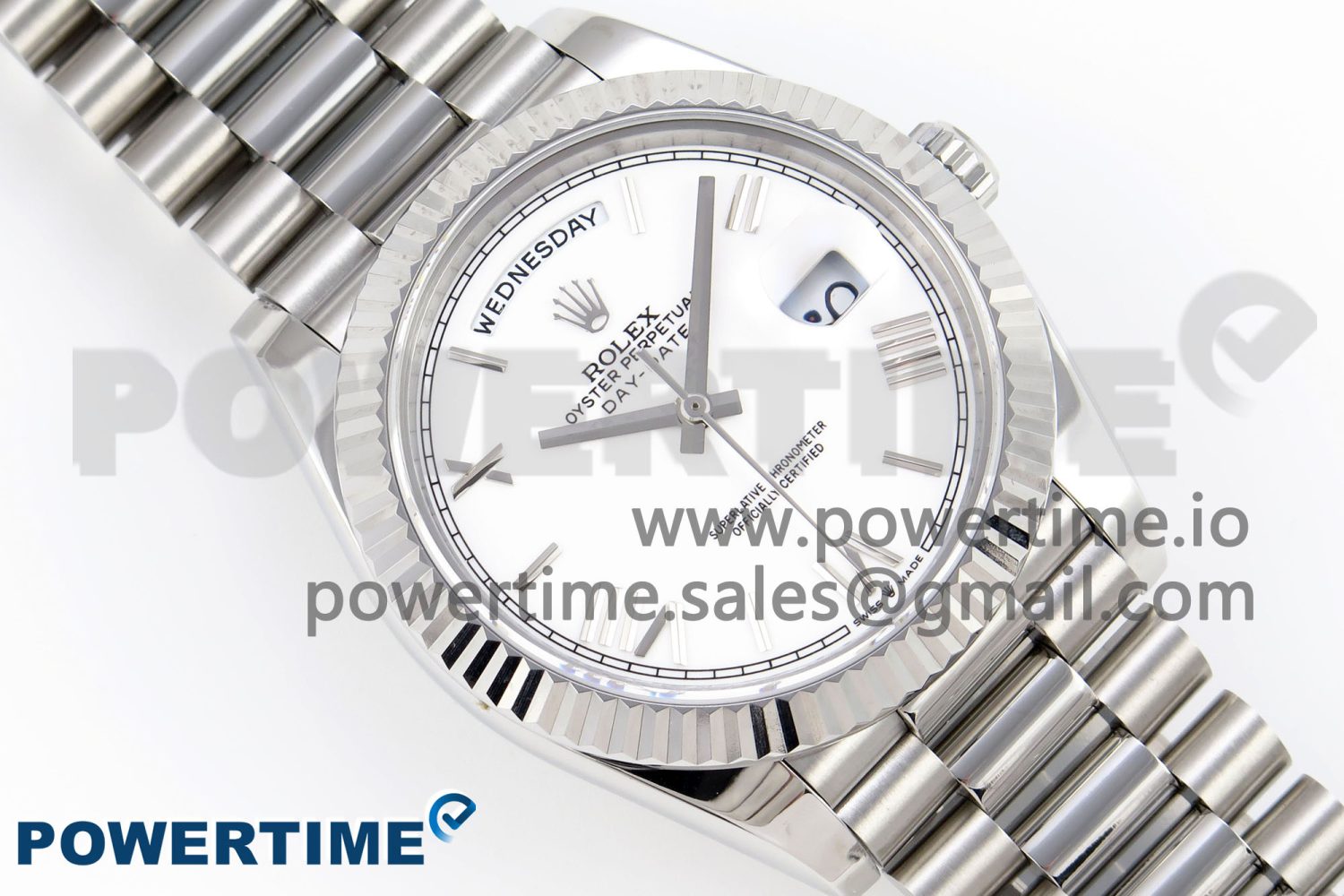 DayDate 40 SS GSF Gain Weight White Roman Dial on President Bracelet A3255 - Image 3