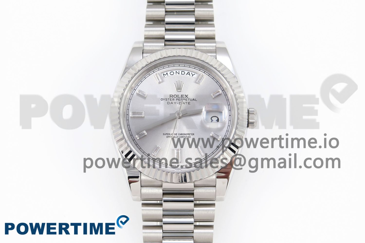 DayDate 40 SS GSF Gain Weight Silver Crystal Dial on President Bracelet A3255 - Image 1