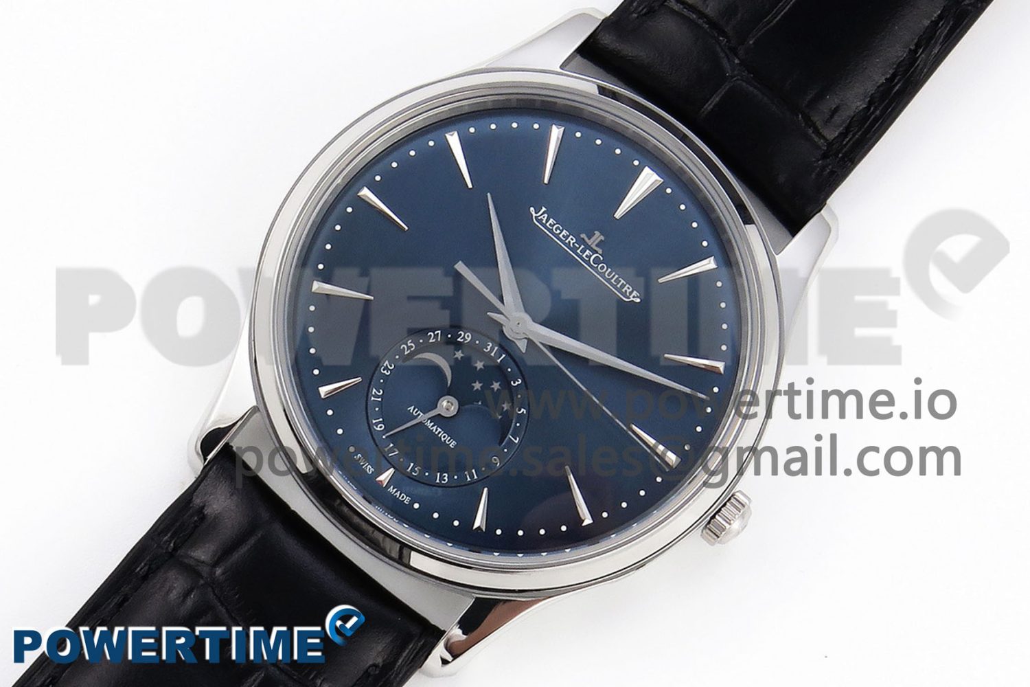 Master Ultra Thin Moon 1368420 SS ZF 1:1 Best Edition Blue Dial on Black Leather Strap SA925 Super Clone V2 - Image 2
