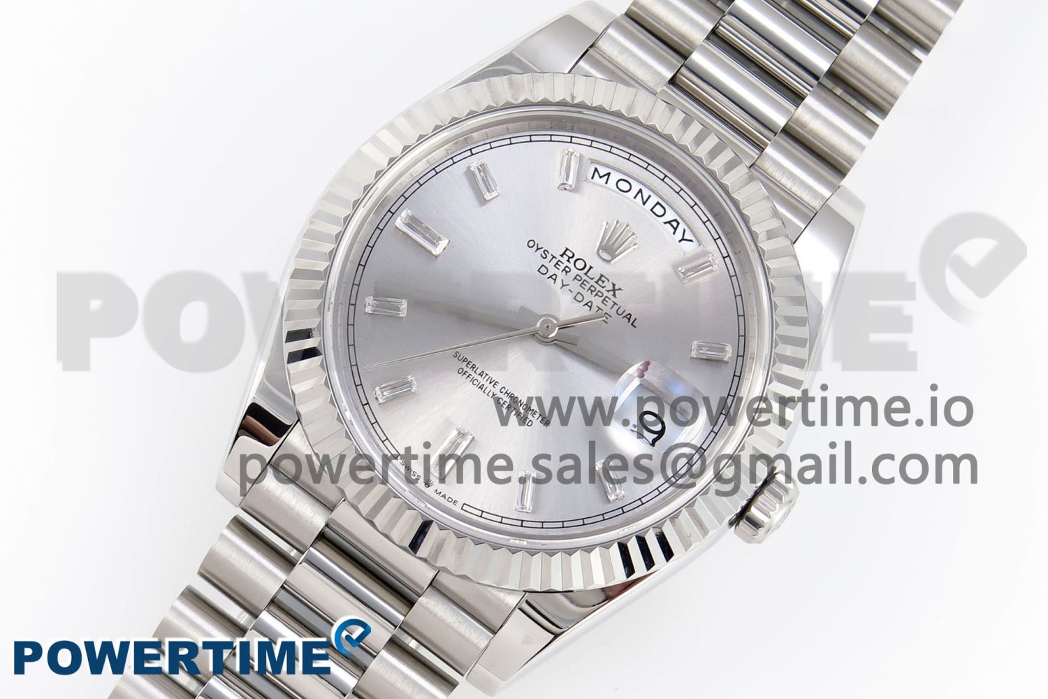 DayDate 40 SS GSF Gain Weight Silver Crystal Dial on President Bracelet A3255 - Image 2