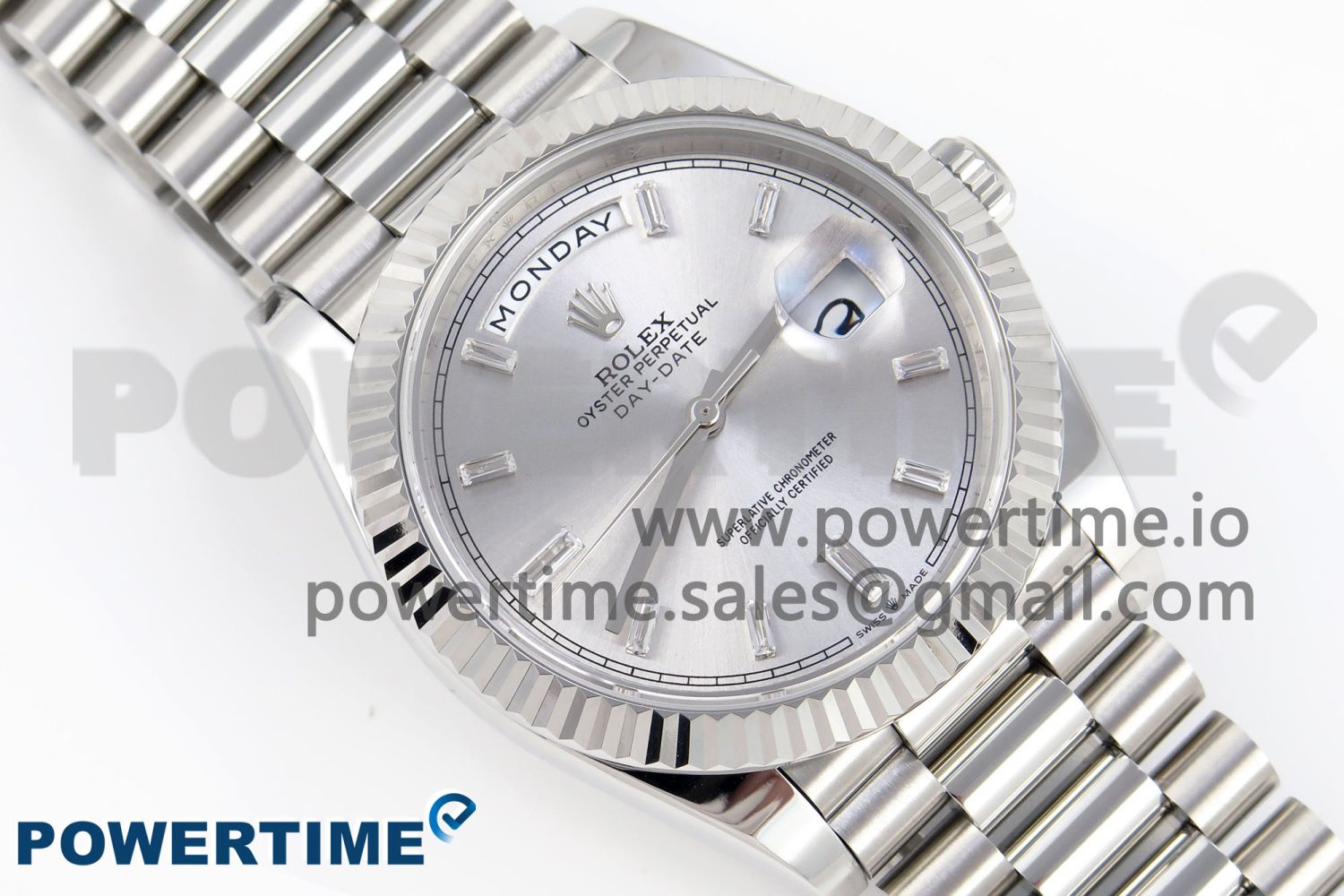 DayDate 40 SS GSF Gain Weight Silver Crystal Dial on President Bracelet A3255 - Image 3