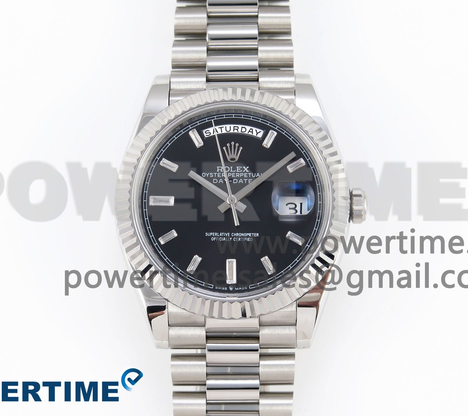 DayDate 40 SS GSF Gain Weight Black Crystal Dial on President Bracelet A3255