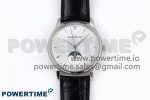Master Ultra Thin Moon 1368420 SS ZF 1:1 Best Edition White Dial on Black Leather Strap SA925 Super Clone V2