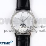 Master Ultra Thin Moon 1368420 SS ZF 1:1 Best Edition White Dial on Black Leather Strap SA925 Super Clone V2