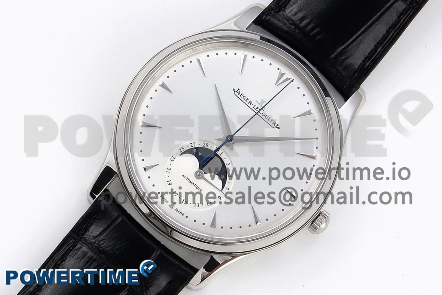 Master Ultra Thin Moon 1368420 SS ZF 1:1 Best Edition White Dial on Black Leather Strap SA925 Super Clone V2 - Image 2