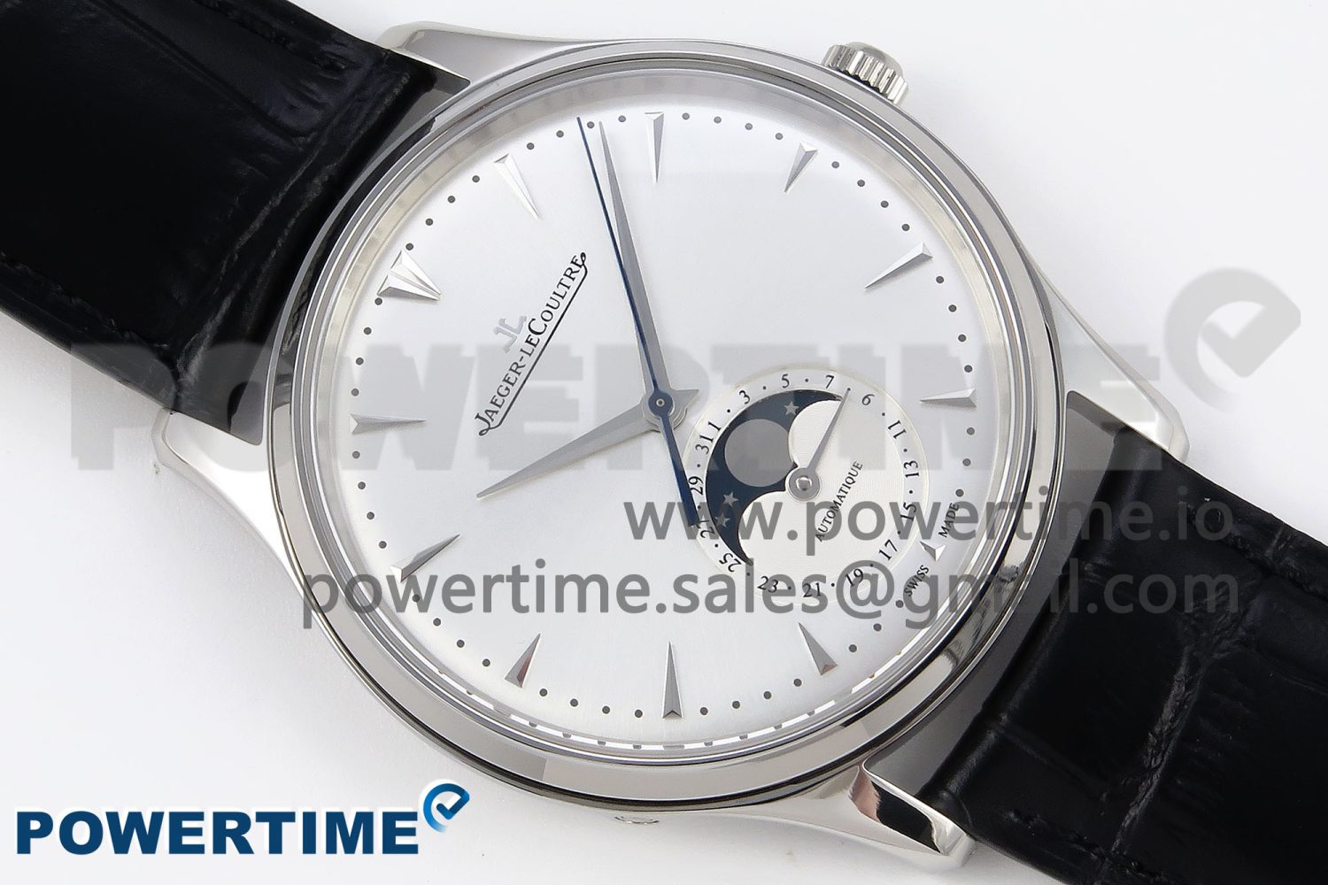 Master Ultra Thin Moon 1368420 SS ZF 1:1 Best Edition White Dial on Black Leather Strap SA925 Super Clone V2 - Image 3
