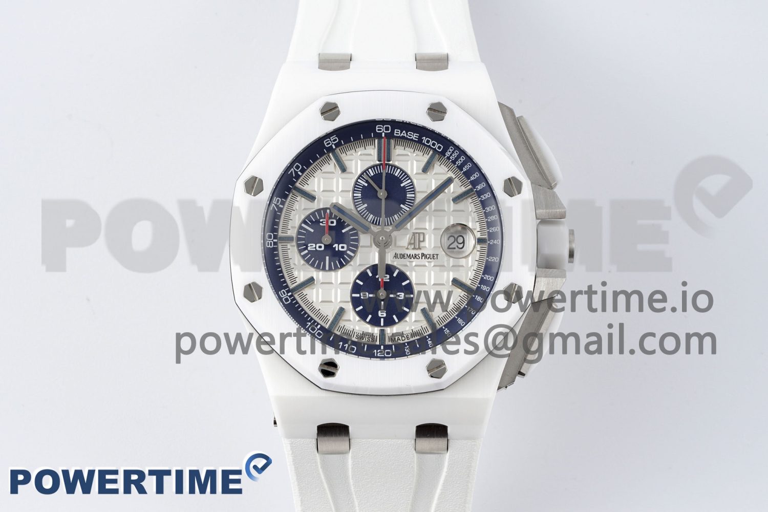 Royal Oak Offshore 44mm White Ceramic APF 1:1 Best Edition White Dial on Rubber Strap A3126 - Image 1