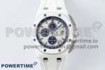 Royal Oak Offshore 44mm White Ceramic APF 1:1 Best Edition White Dial on Rubber Strap A3126