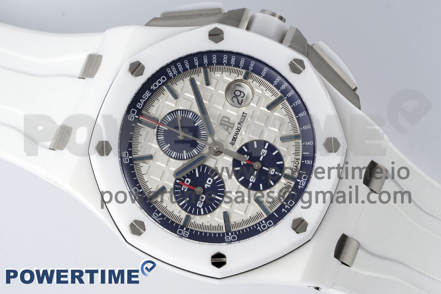 Royal Oak Offshore 44mm White Ceramic APF 1:1 Best Edition White Dial on Rubber Strap A3126 - Image 3