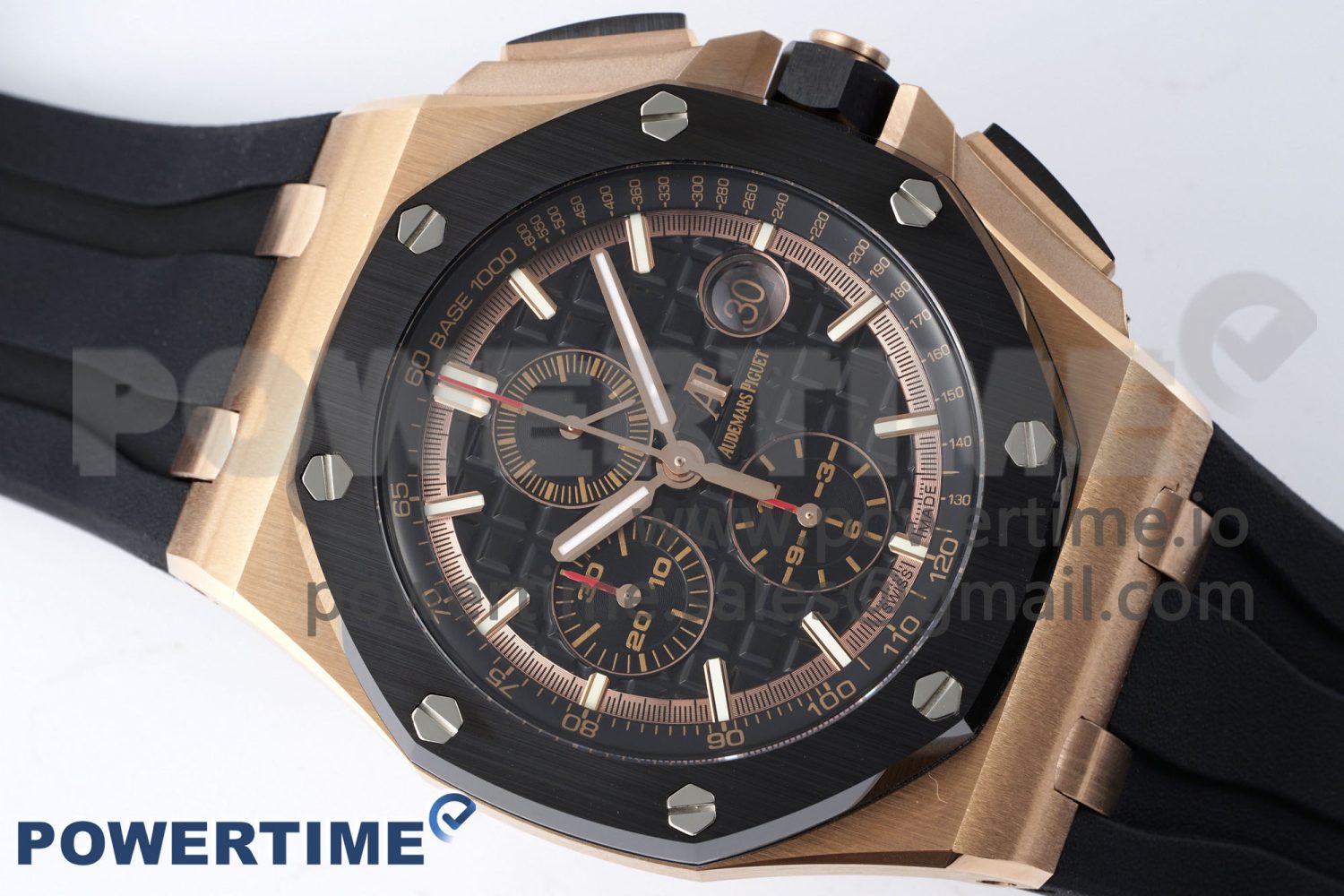 Royal Oak Offshore 44mm RG Ceramic Bezel APF 1:1 Best Edition Black Dial on Rubber Strap A3126 - Image 3