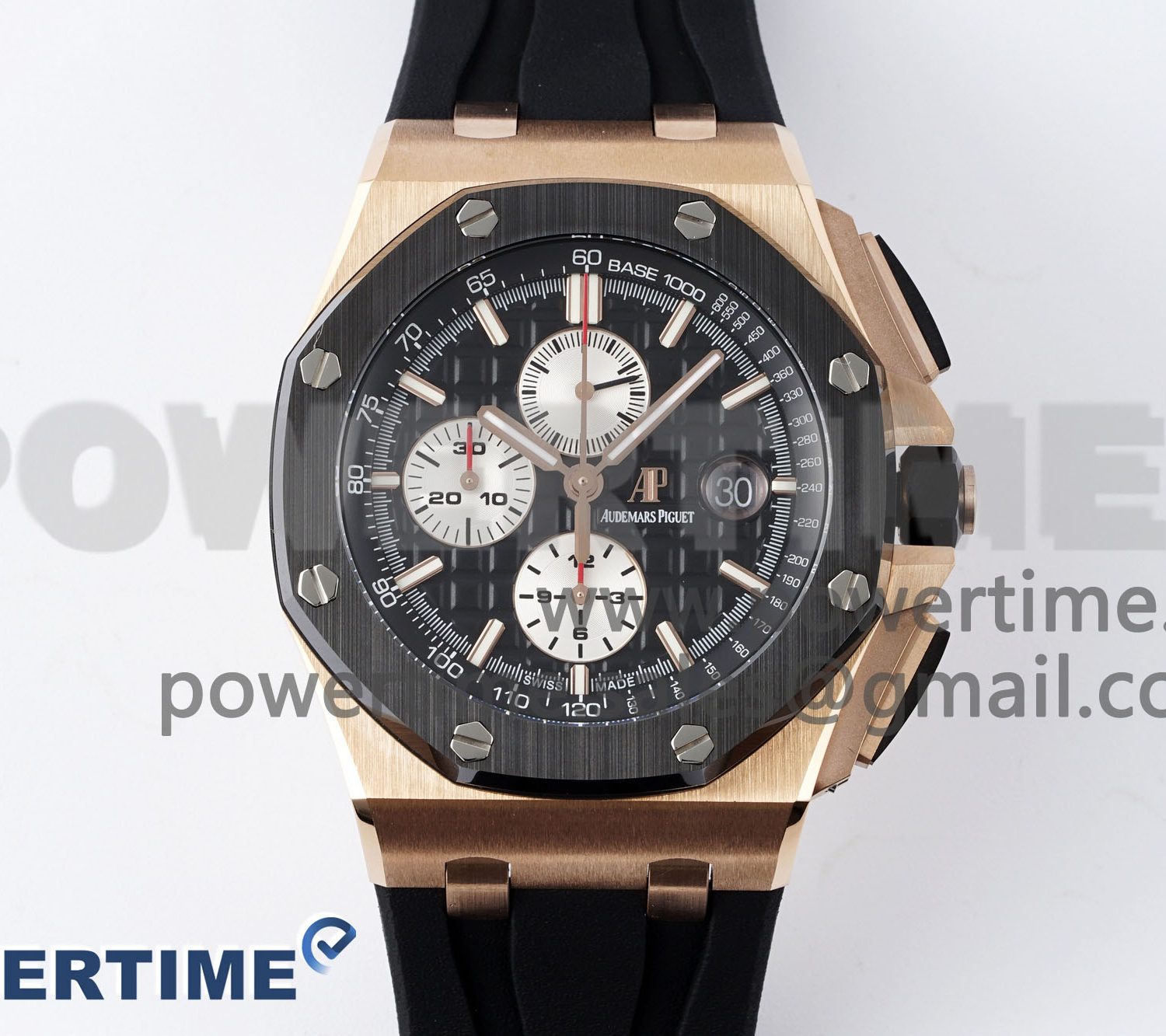 Royal Oak Offshore 44mm RG Ceramic Bezel APF 1:1 Best Edition Black/White Dial on Rubber Strap A3126