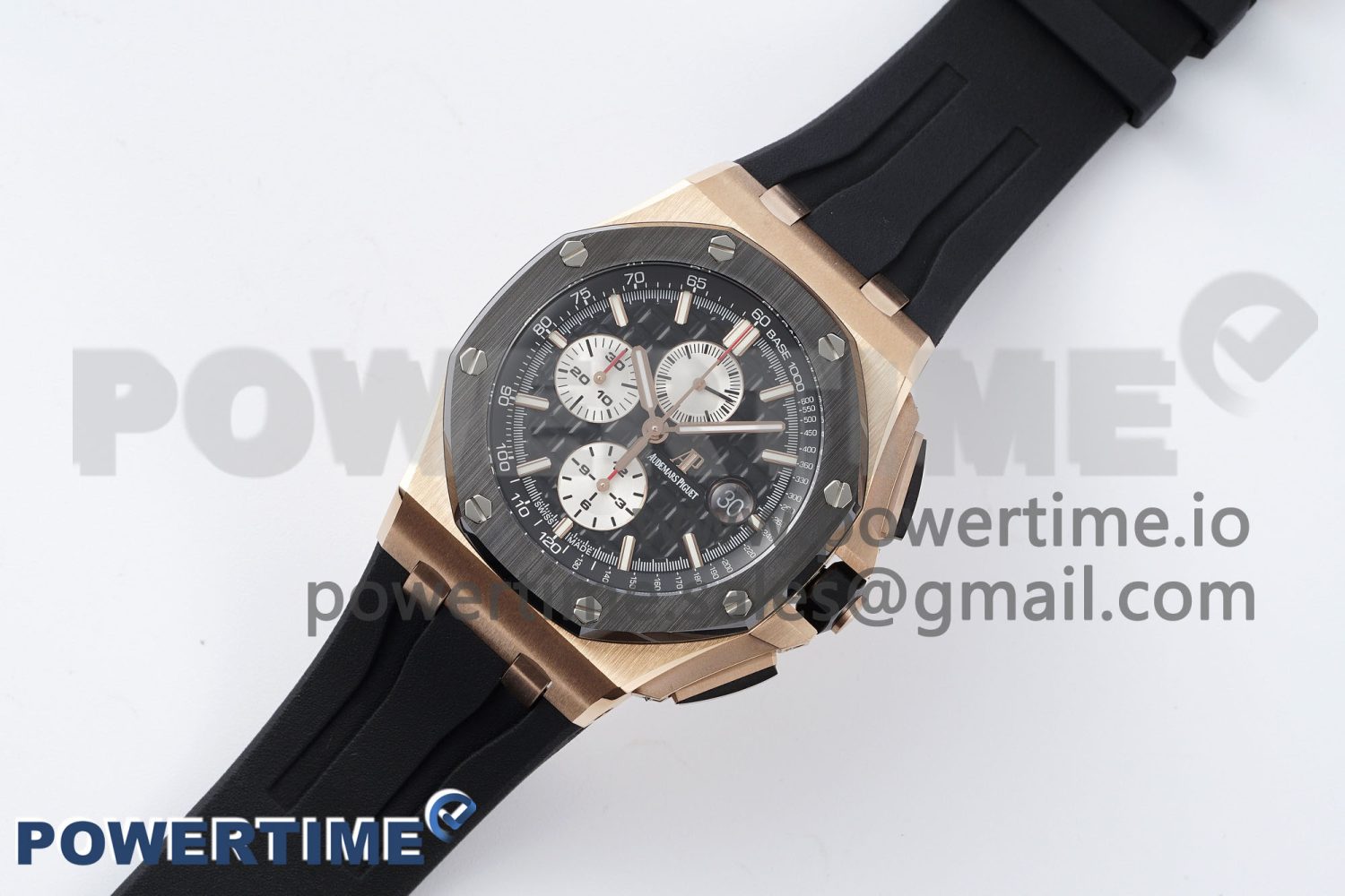 Royal Oak Offshore 44mm RG Ceramic Bezel APF 1:1 Best Edition Black/White Dial on Rubber Strap A3126 - Image 2