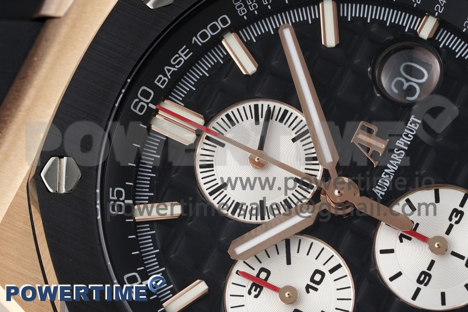 Royal Oak Offshore 44mm RG Ceramic Bezel APF 1:1 Best Edition Black/White Dial on Rubber Strap A3126 - Image 4