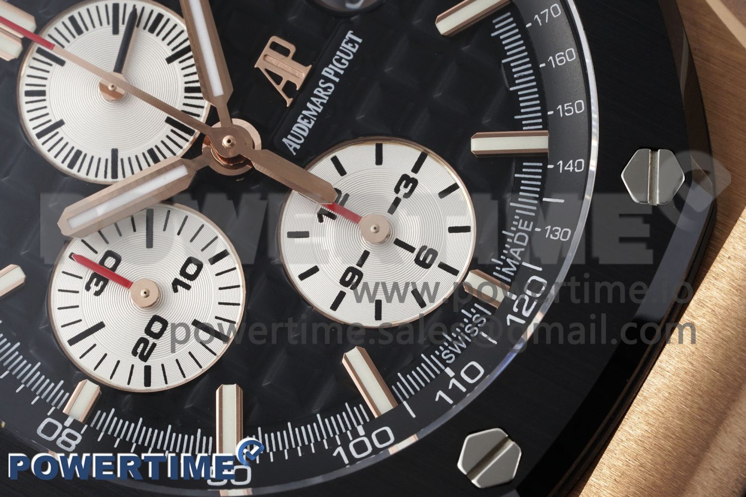 Royal Oak Offshore 44mm RG Ceramic Bezel APF 1:1 Best Edition Black/White Dial on Rubber Strap A3126 - Image 5