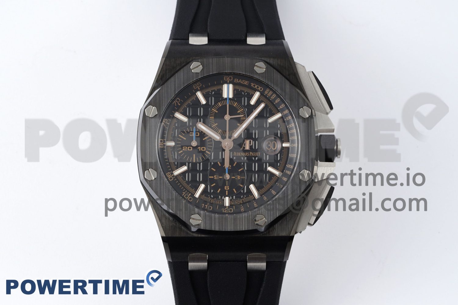 Royal Oak Offshore 44mm Black Ceramic APF 1:1 Best Edition Black Dial on Rubber Strap A3126 - Image 1