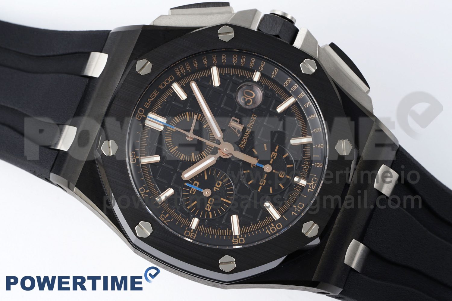 Royal Oak Offshore 44mm Black Ceramic APF 1:1 Best Edition Black Dial on Rubber Strap A3126 - Image 3