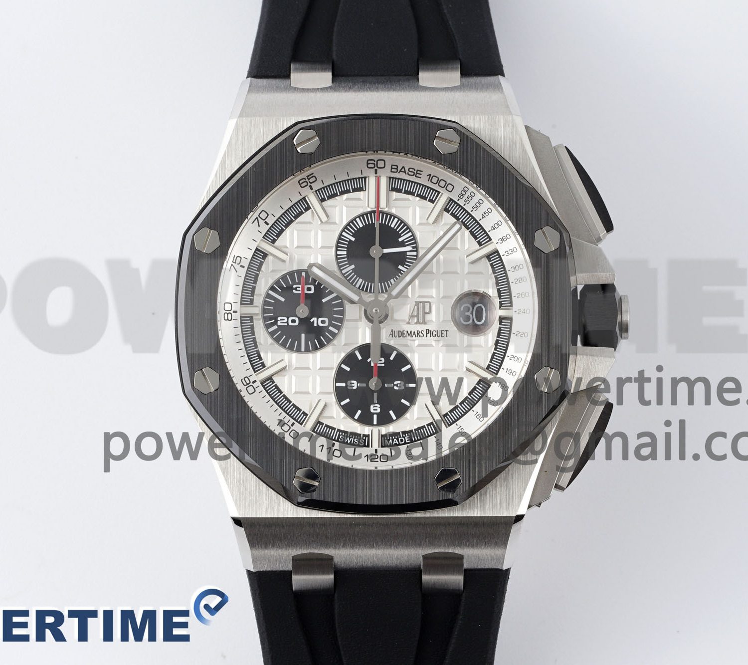 Royal Oak Offshore 44mm SS Ceramic Bezel APF 1:1 Best Edition White Dial on Rubber Strap A3126