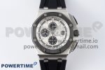 Royal Oak Offshore 44mm SS Ceramic Bezel APF 1:1 Best Edition White Dial on Rubber Strap A3126