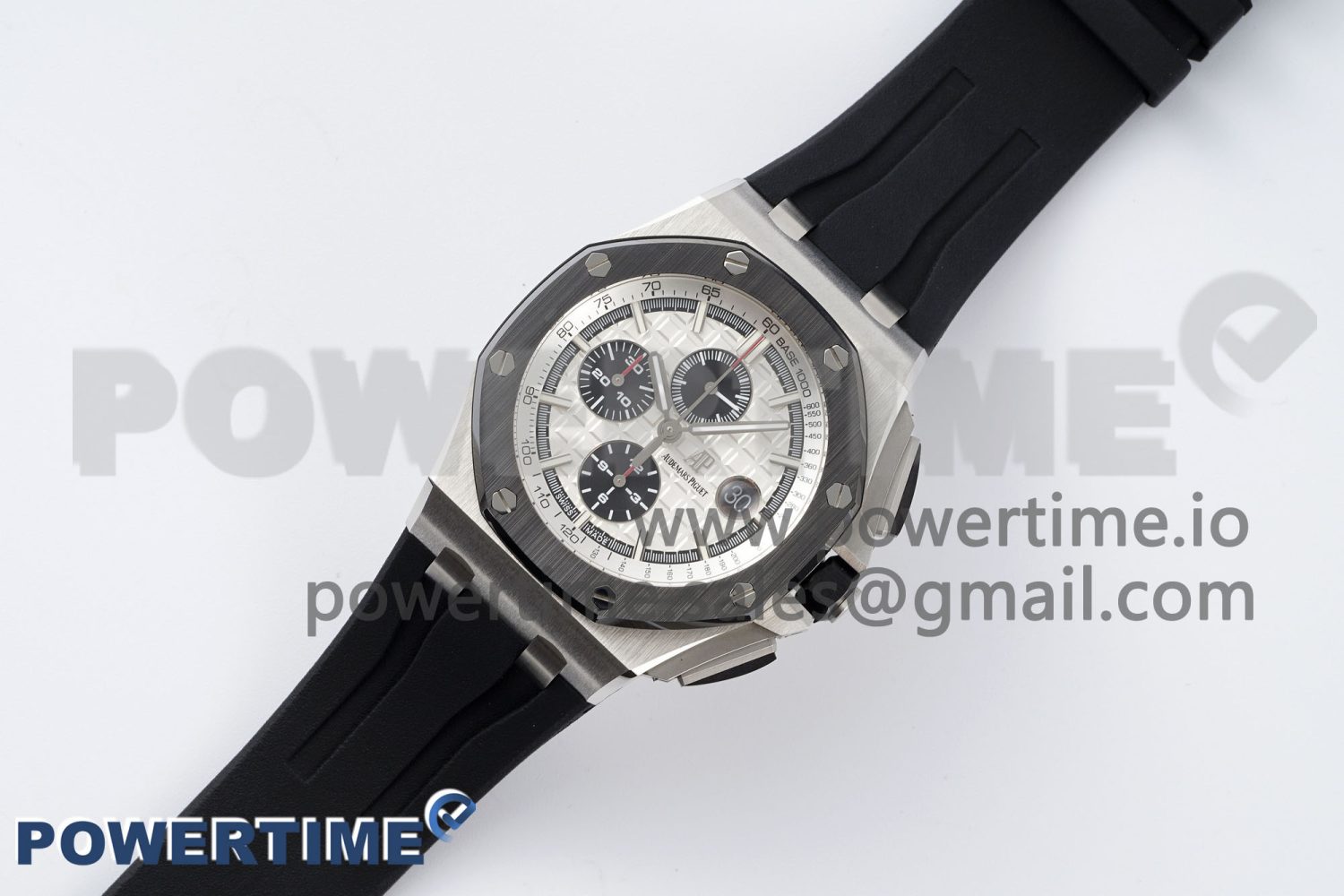 Royal Oak Offshore 44mm SS Ceramic Bezel APF 1:1 Best Edition White Dial on Rubber Strap A3126 - Image 2