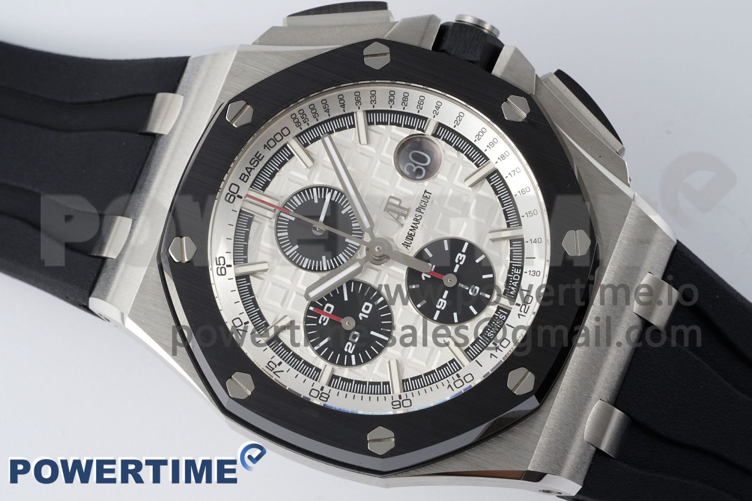 Royal Oak Offshore 44mm SS Ceramic Bezel APF 1:1 Best Edition White Dial on Rubber Strap A3126 - Image 3