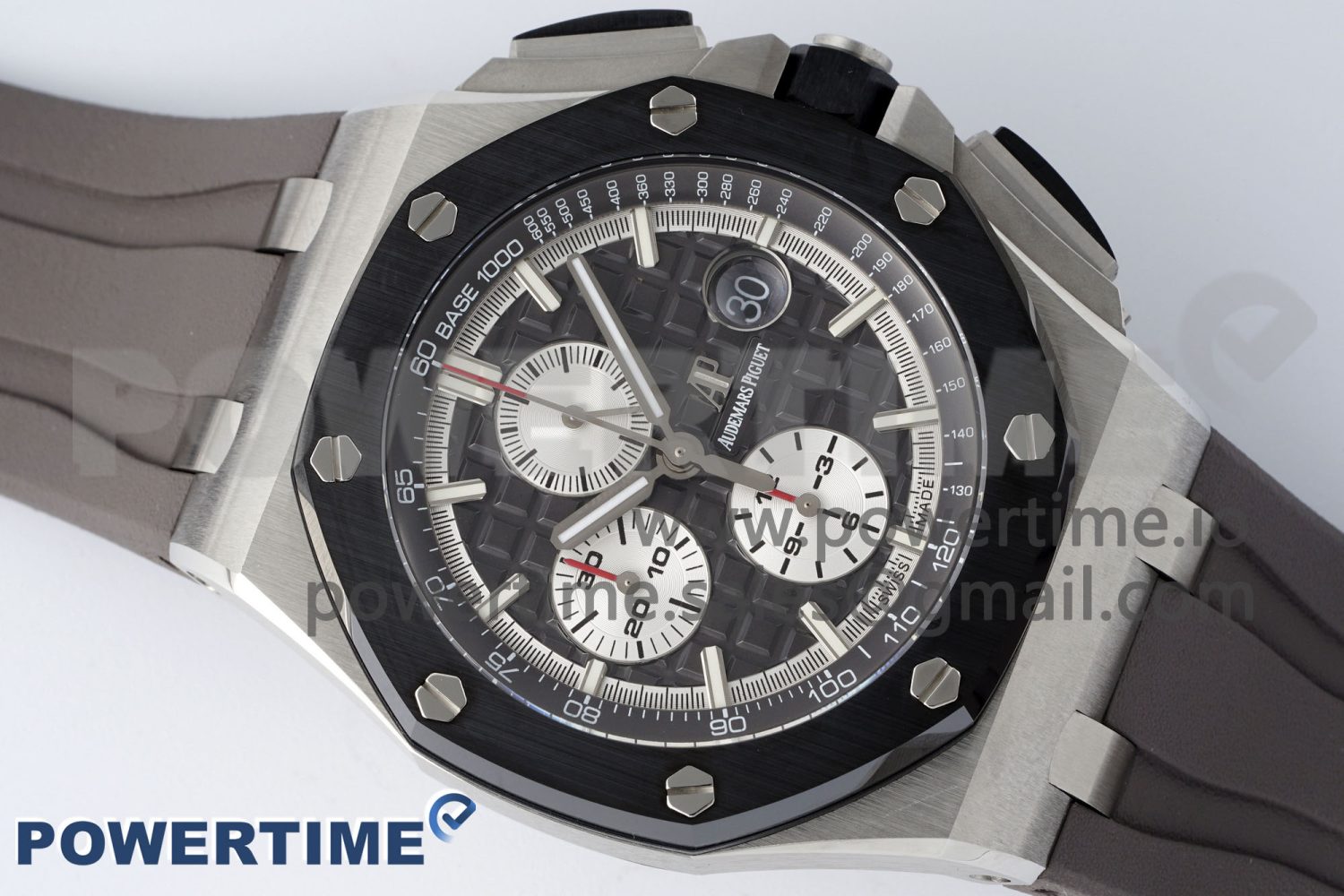 Royal Oak Offshore 44mm SS Ceramic Bezel APF 1:1 Best Edition Gray Dial on Rubber Strap A3126 - Image 3