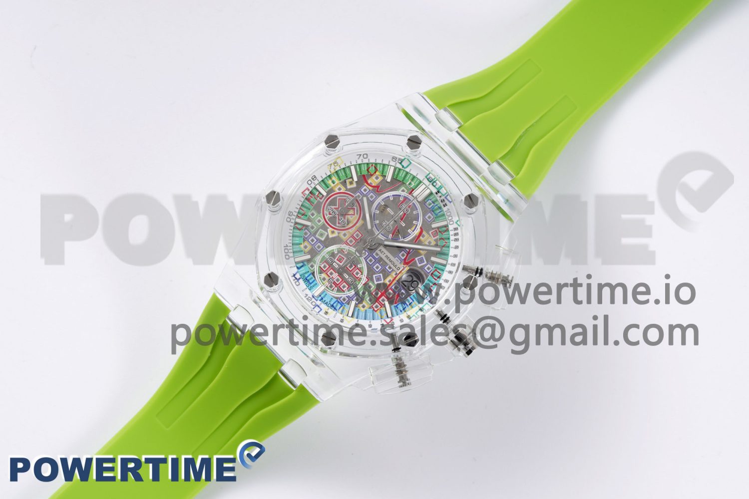 Royal Oak Offshore 44mm Transparent APF Best Edition Colorful Dial on Green Rubber Strap A3126 - Image 2