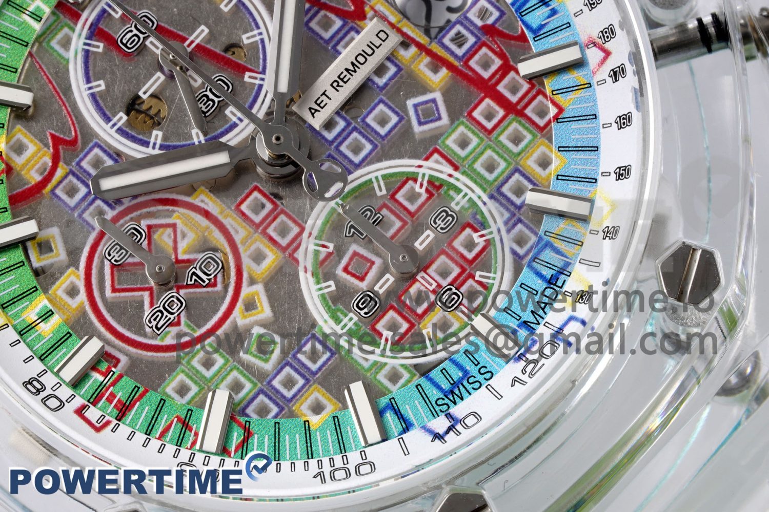 Royal Oak Offshore 44mm Transparent APF Best Edition Colorful Dial on Green Rubber Strap A3126 - Image 5