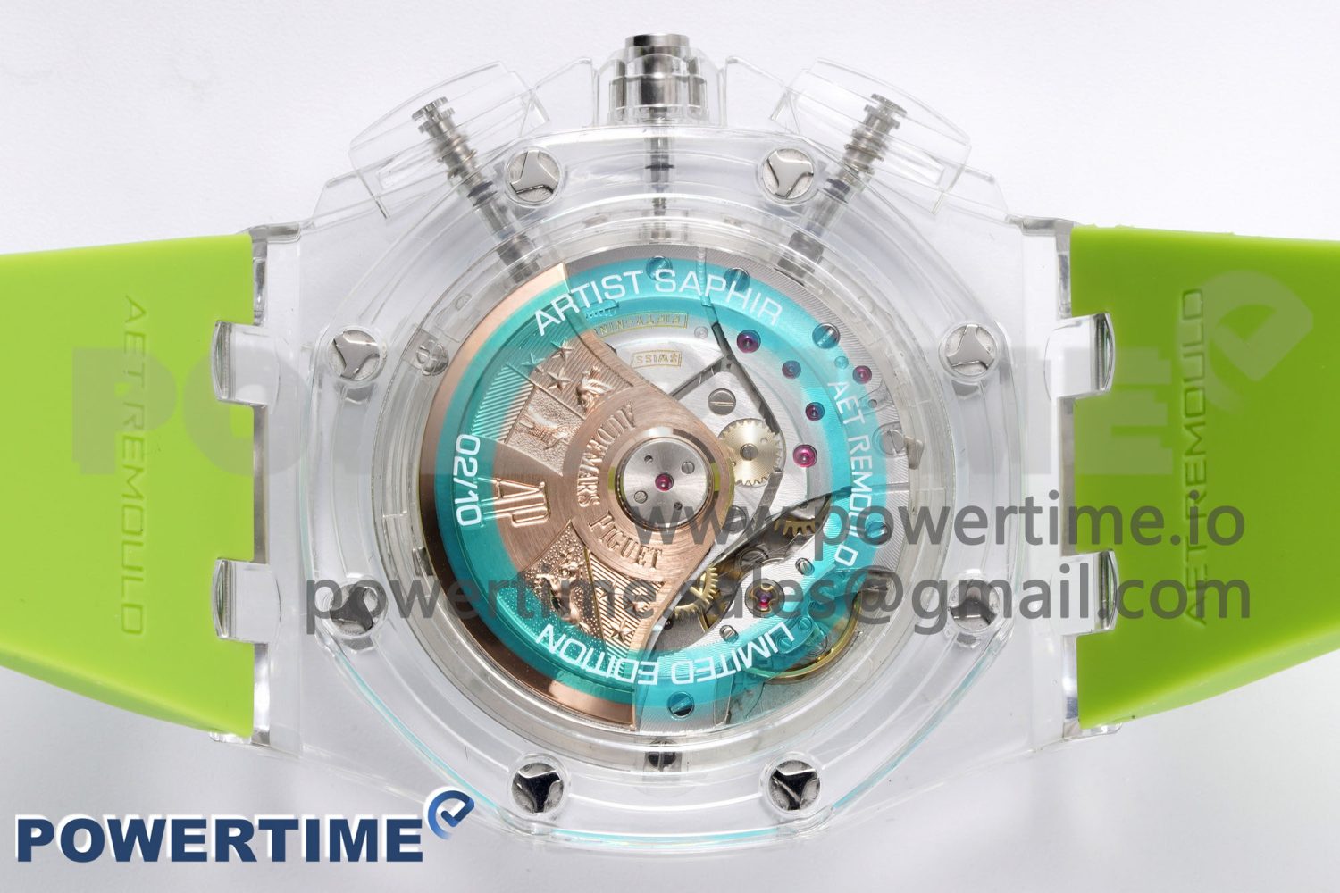 Royal Oak Offshore 44mm Transparent APF Best Edition Colorful Dial on Green Rubber Strap A3126 - Image 8