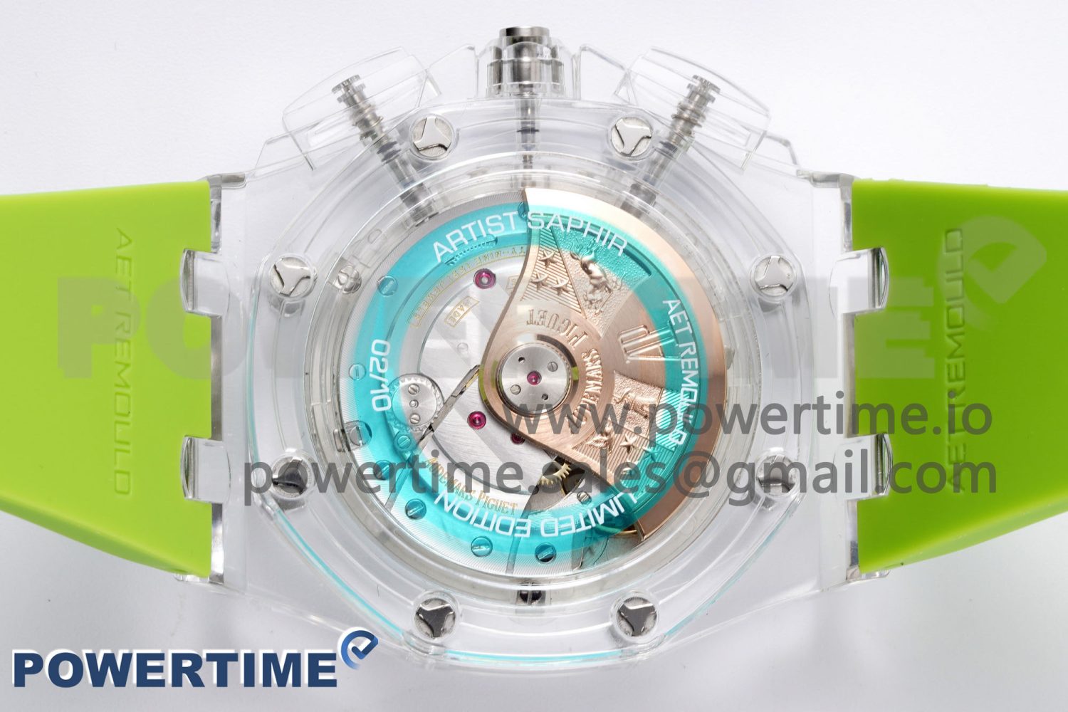 Royal Oak Offshore 44mm Transparent APF Best Edition Colorful Dial on Green Rubber Strap A3126 - Image 9