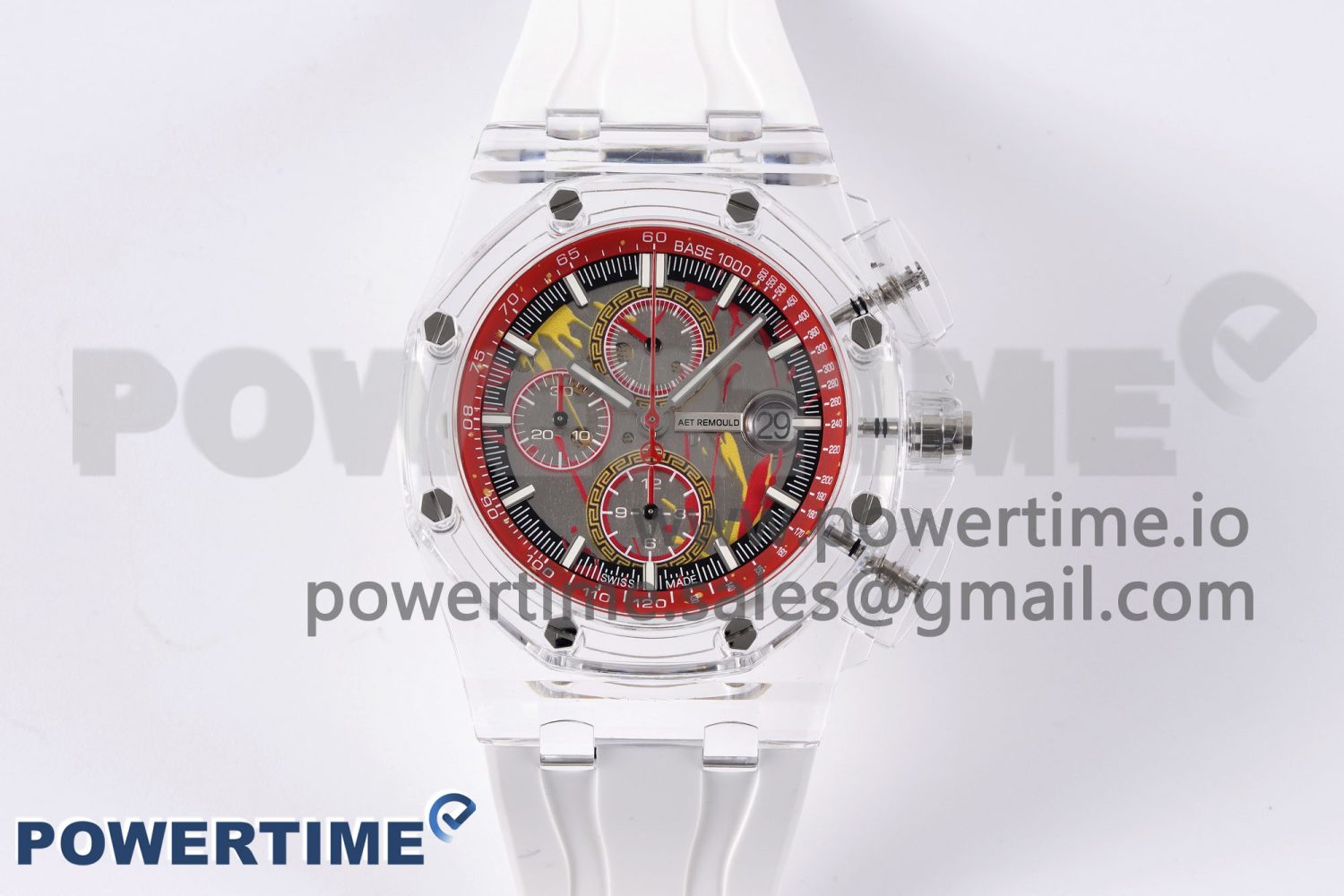 Royal Oak Offshore 44mm Transparent APF Best Edition Red Dial on White Rubber Strap A3126 - Image 1