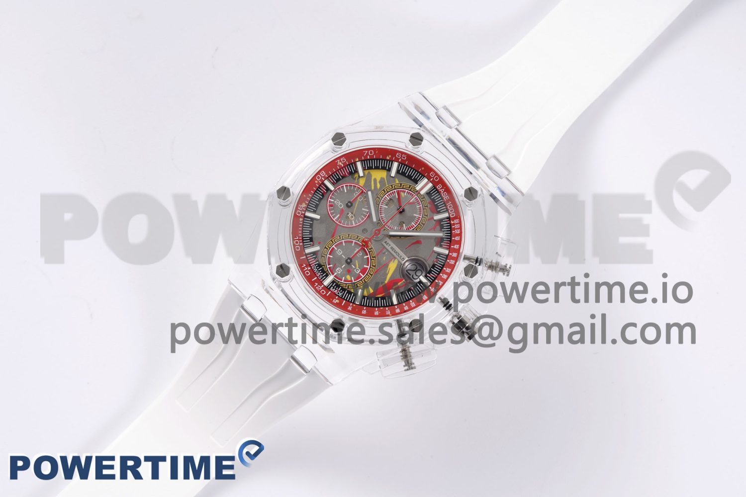 Royal Oak Offshore 44mm Transparent APF Best Edition Red Dial on White Rubber Strap A3126 - Image 2