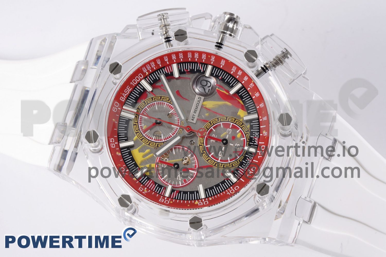 Royal Oak Offshore 44mm Transparent APF Best Edition Red Dial on White Rubber Strap A3126 - Image 3