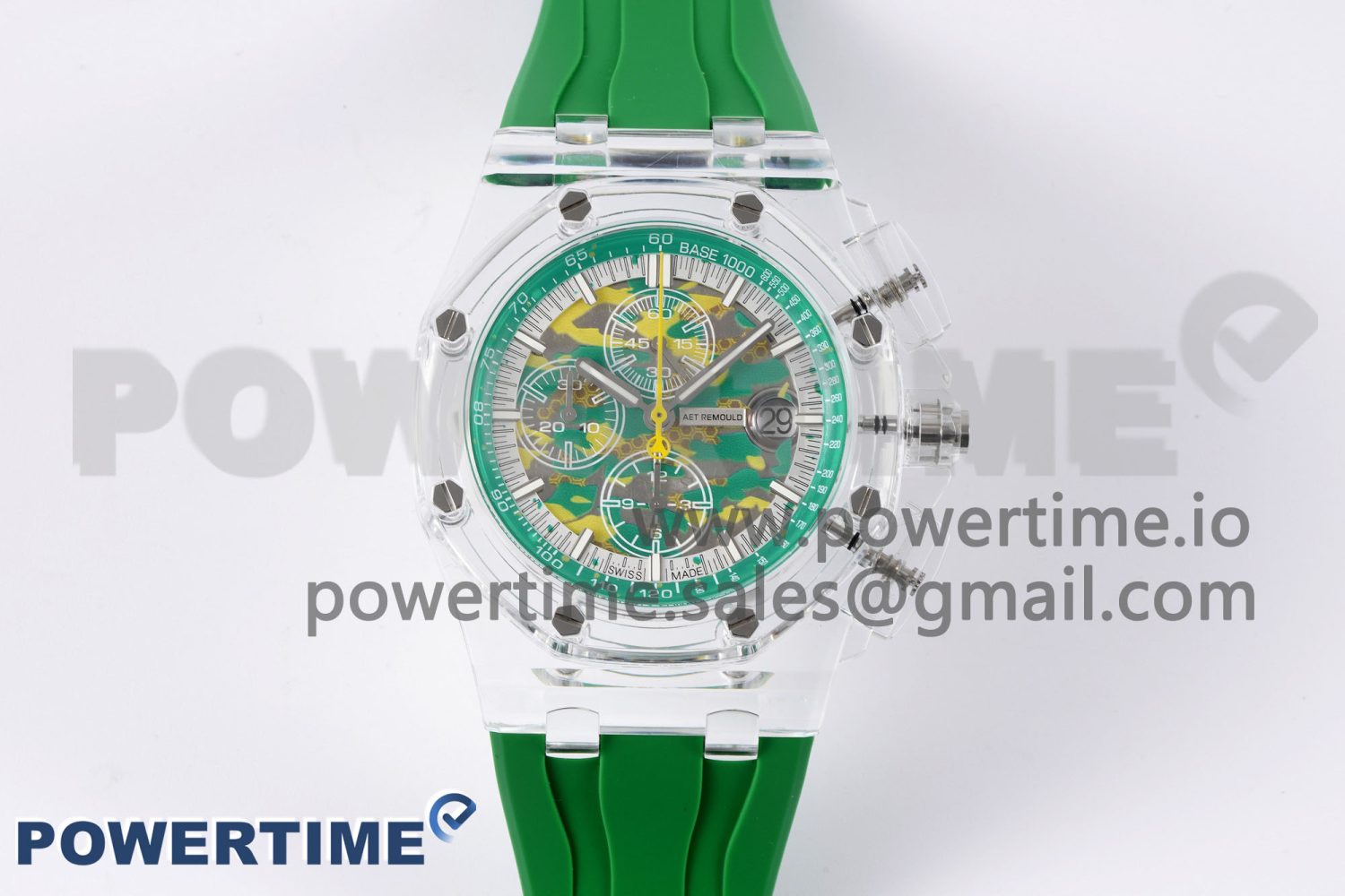 Royal Oak Offshore 44mm Transparent APF Best Edition Green Dial on Green Rubber Strap A3126 - Image 1