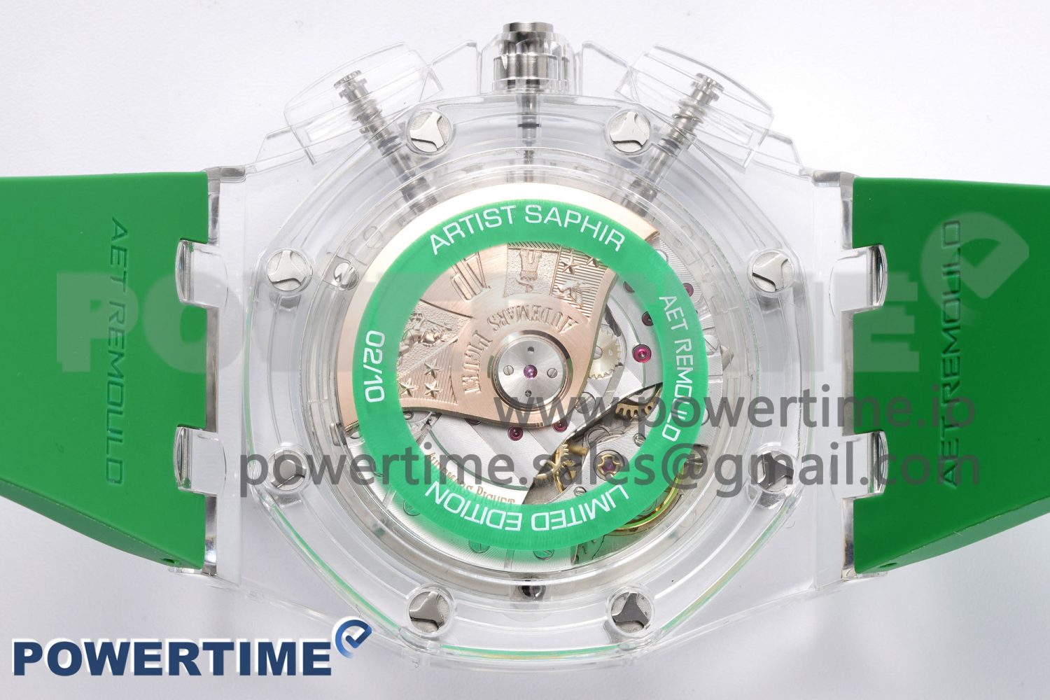 Royal Oak Offshore 44mm Transparent APF Best Edition Green Dial on Green Rubber Strap A3126 - Image 8