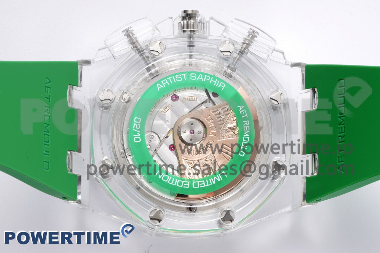 Royal Oak Offshore 44mm Transparent APF Best Edition Green Dial on Green Rubber Strap A3126 - Image 9