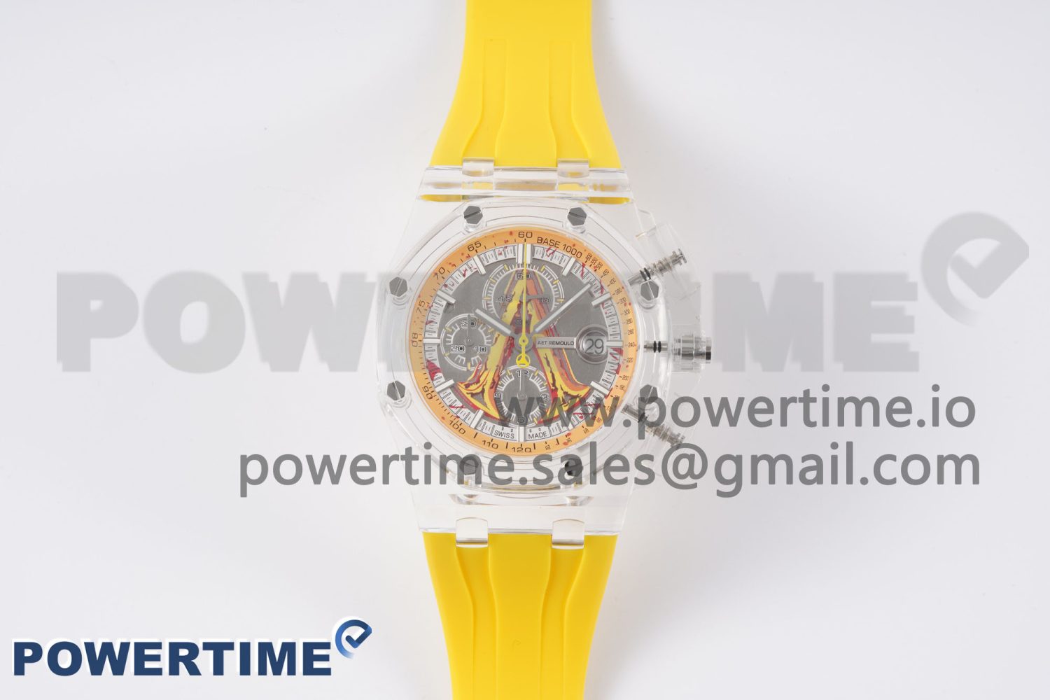 Royal Oak Offshore 44mm Transparent APF Best Edition Yellow Dial on Yellow Rubber Strap A3126 - Image 1