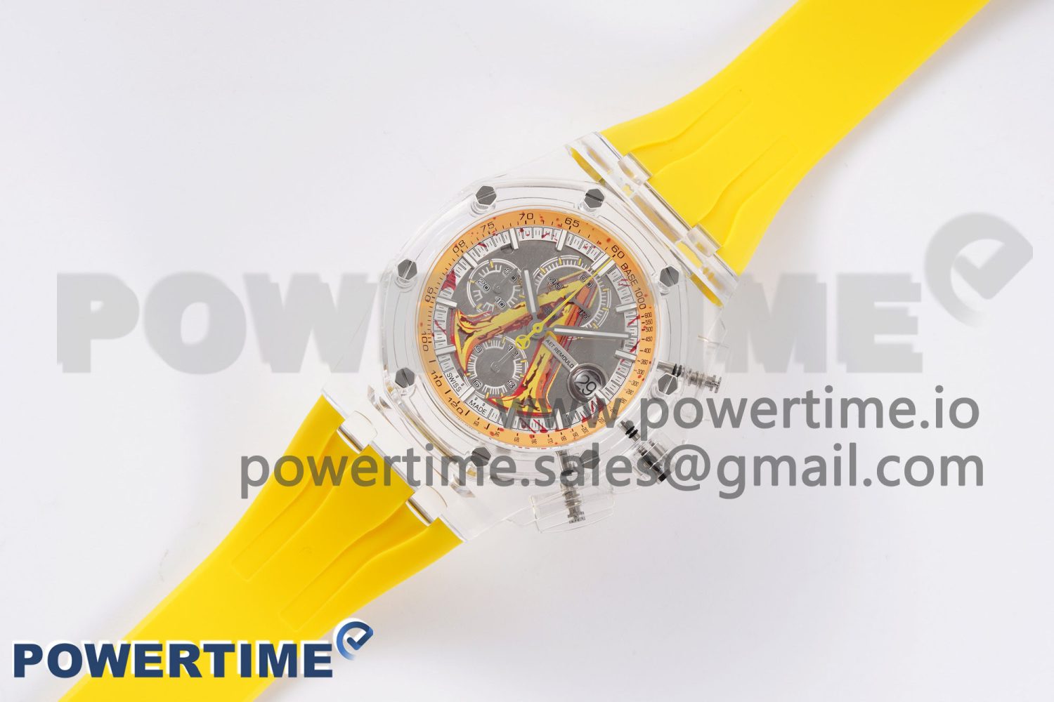 Royal Oak Offshore 44mm Transparent APF Best Edition Yellow Dial on Yellow Rubber Strap A3126 - Image 2