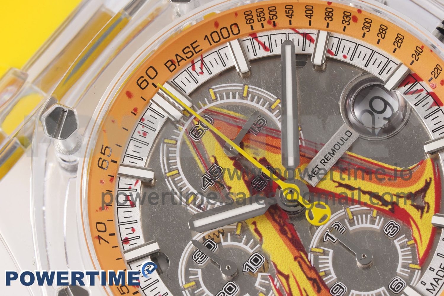 Royal Oak Offshore 44mm Transparent APF Best Edition Yellow Dial on Yellow Rubber Strap A3126 - Image 4