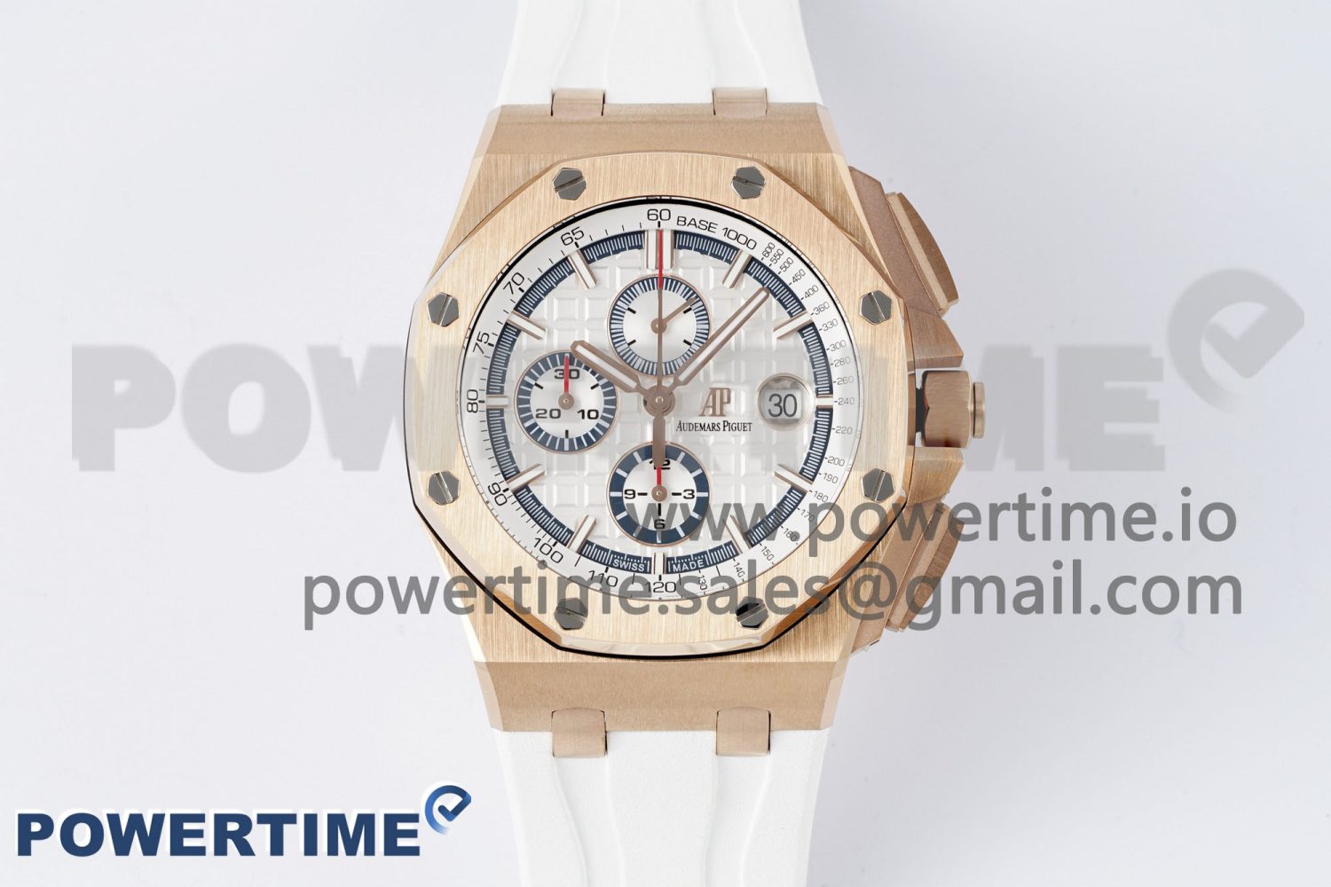 Royal Oak Offshore 44mm RG APF 1:1 Best Edition White Dial on White Rubber Strap A3126 - Image 1