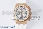 Royal Oak Offshore 44mm RG APF 1:1 Best Edition White Dial on White Rubber Strap A3126