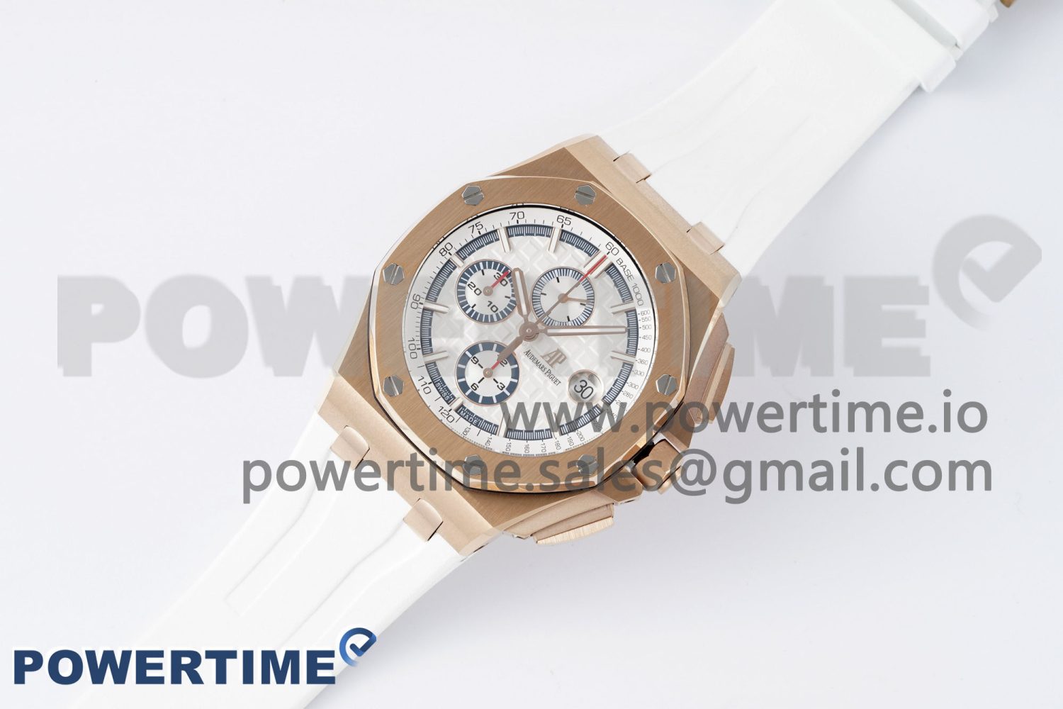 Royal Oak Offshore 44mm RG APF 1:1 Best Edition White Dial on White Rubber Strap A3126 - Image 2