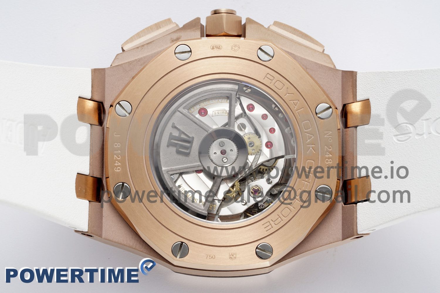Royal Oak Offshore 44mm RG APF 1:1 Best Edition White Dial on White Rubber Strap A3126 - Image 8