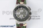 Royal Oak Offshore 44mm SS Green Ceramic Bezel APF 1:1 Best Edition Green/Silver Dial on Camo Rubber Strap A3126