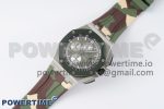 Royal Oak Offshore 44mm SS Green Ceramic Bezel APF 1:1 Best Edition Green/Silver Dial on Camo Rubber Strap A3126 - Image 2
