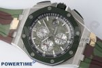 Royal Oak Offshore 44mm SS Green Ceramic Bezel APF 1:1 Best Edition Green/Silver Dial on Camo Rubber Strap A3126 - Image 3