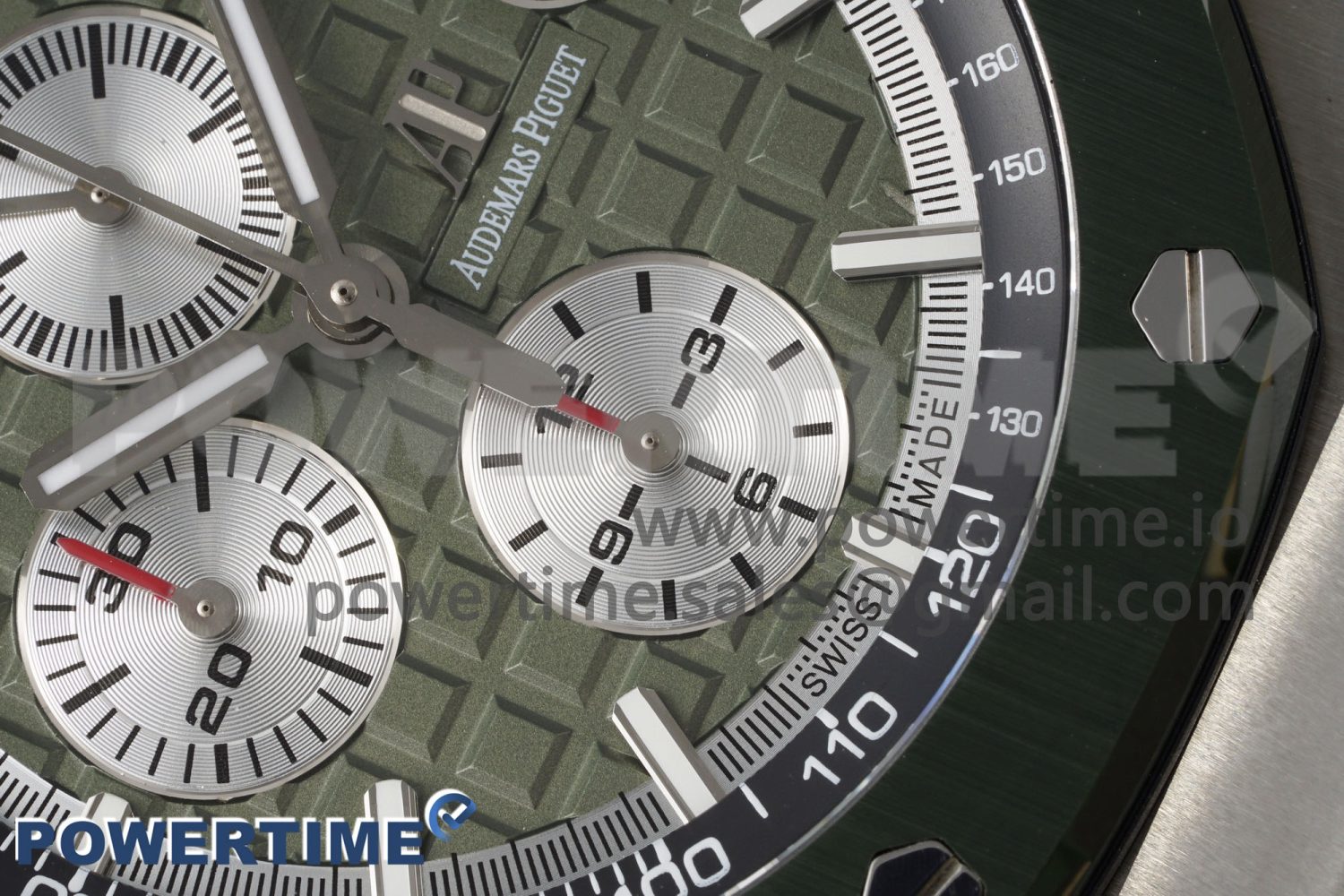 Royal Oak Offshore 44mm SS Green Ceramic Bezel APF 1:1 Best Edition Green/Silver Dial on Camo Rubber Strap A3126 - Image 5