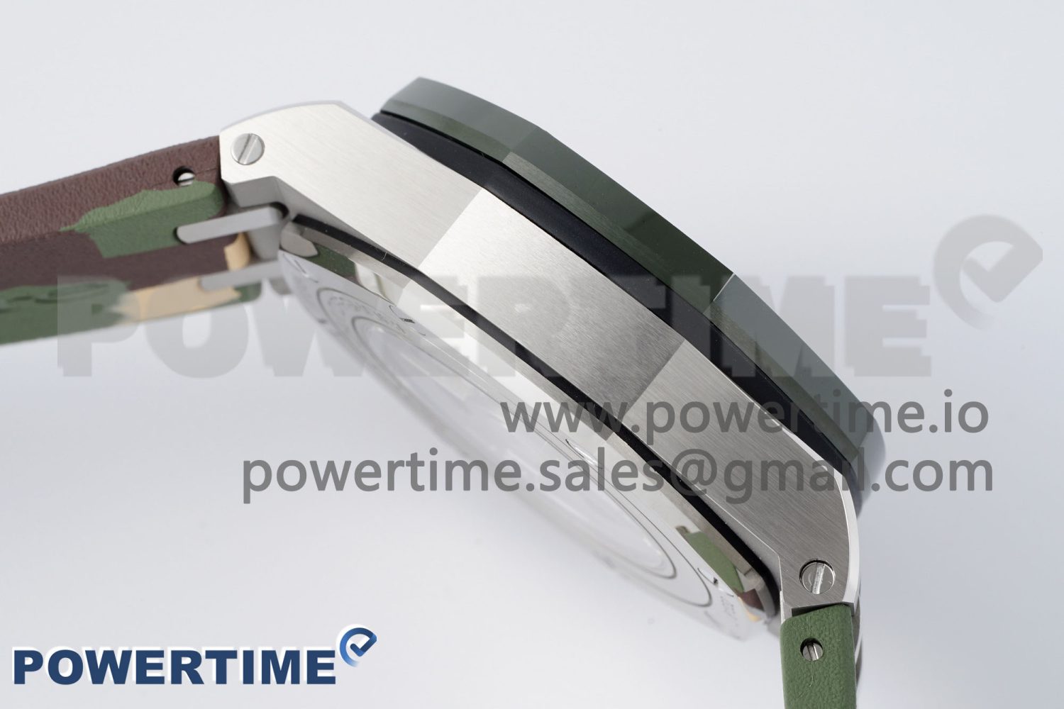 Royal Oak Offshore 44mm SS Green Ceramic Bezel APF 1:1 Best Edition Cream Dial on Camo Rubber Strap A3126 - Image 7