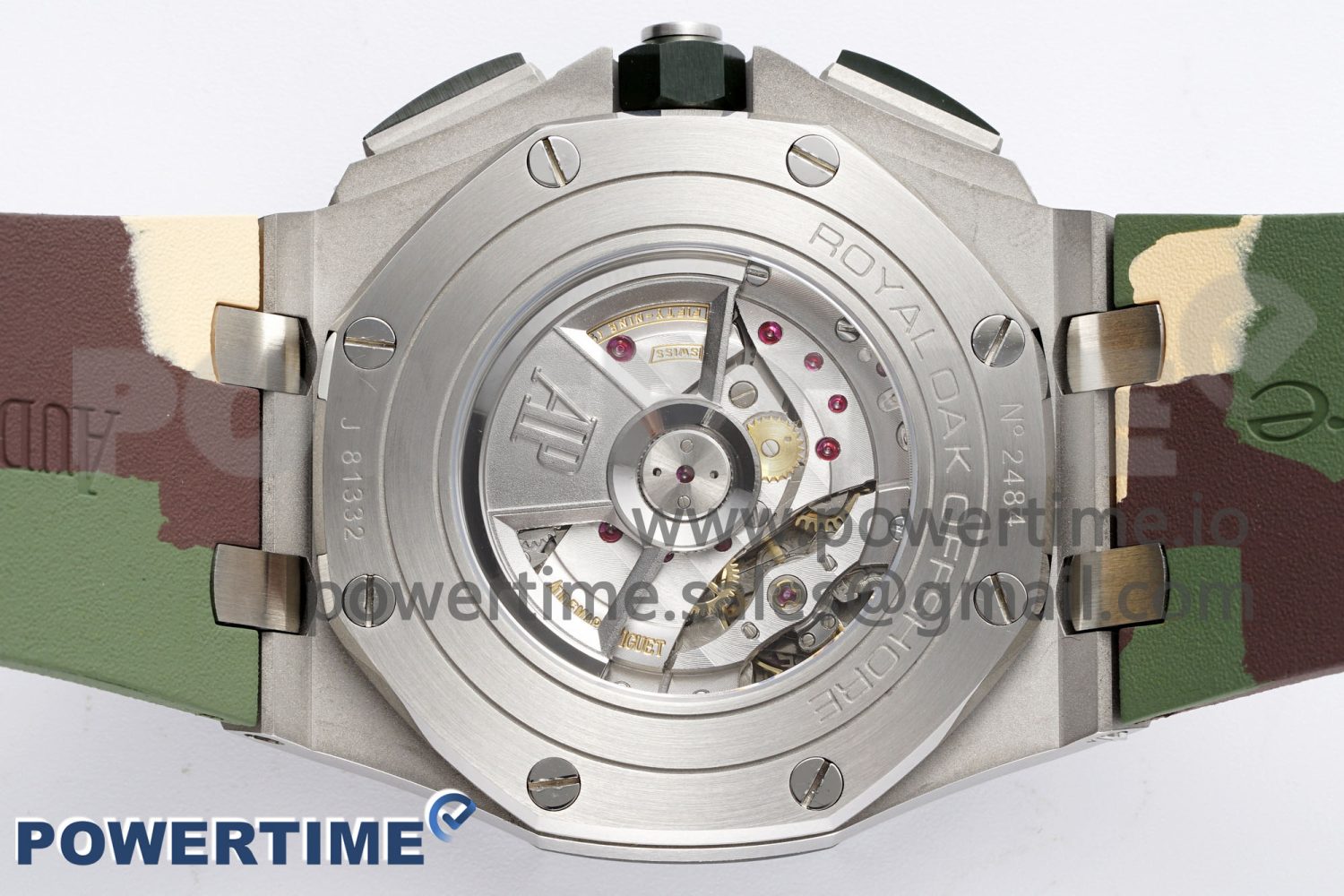 Royal Oak Offshore 44mm SS Green Ceramic Bezel APF 1:1 Best Edition Green/Silver Dial on Camo Rubber Strap A3126 - Image 8
