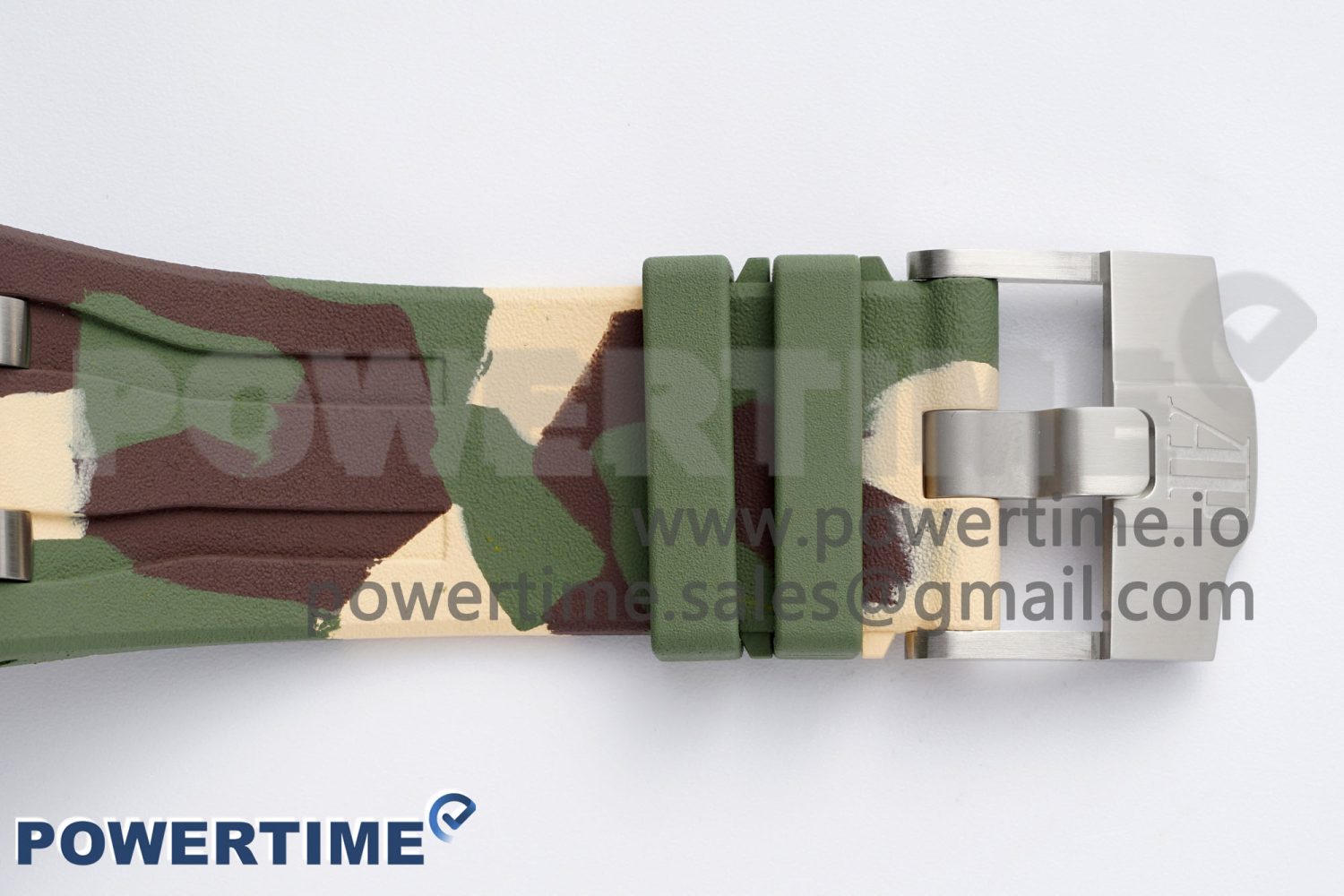 Royal Oak Offshore 44mm SS Green Ceramic Bezel APF 1:1 Best Edition Cream Dial on Camo Rubber Strap A3126 - Image 12